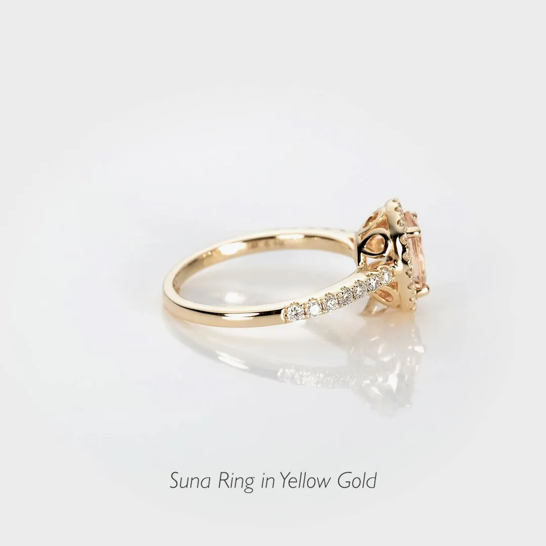 Oval Morganite Halo Ring Rose Gold - Suna