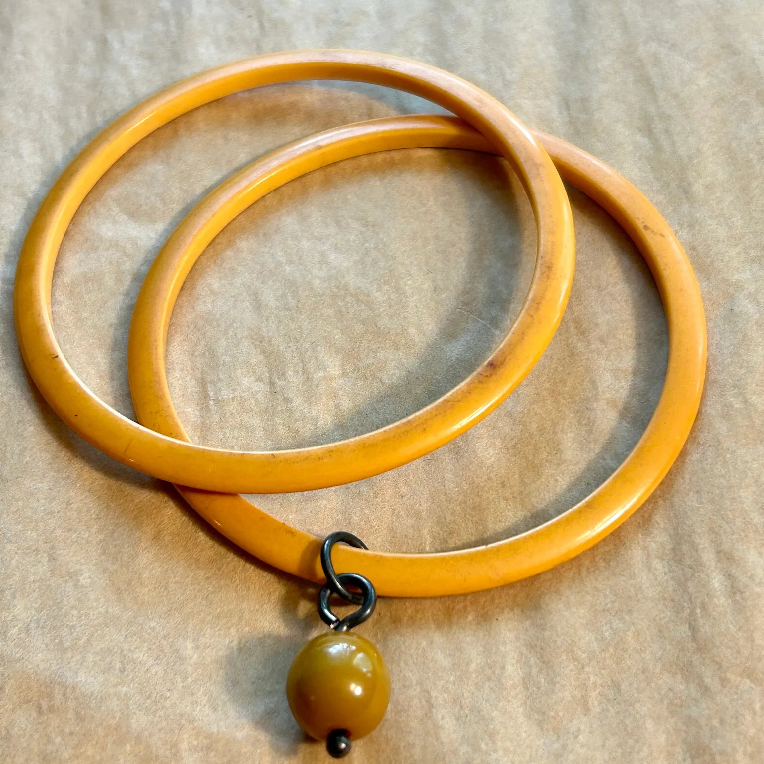 Pair of Bakelite Bangles, Butterscotch