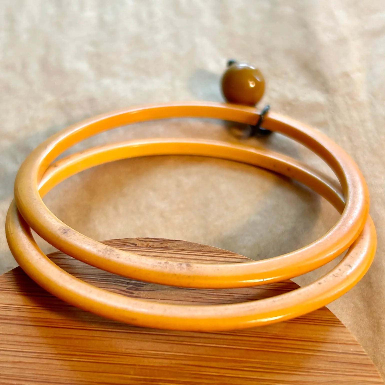 Pair of Bakelite Bangles, Butterscotch