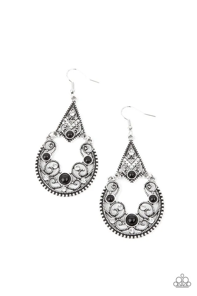 Paparazzi Earring ~ Bohemian Ball - Black