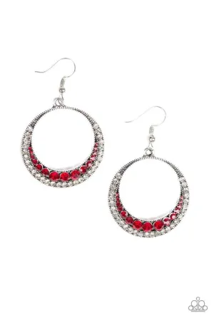 Paparazzi Earring ~ Demanding Dazzle - Red