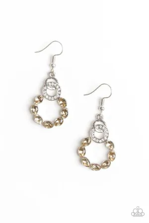 Paparazzi Earring ~ Diamond Deluxe - Brown