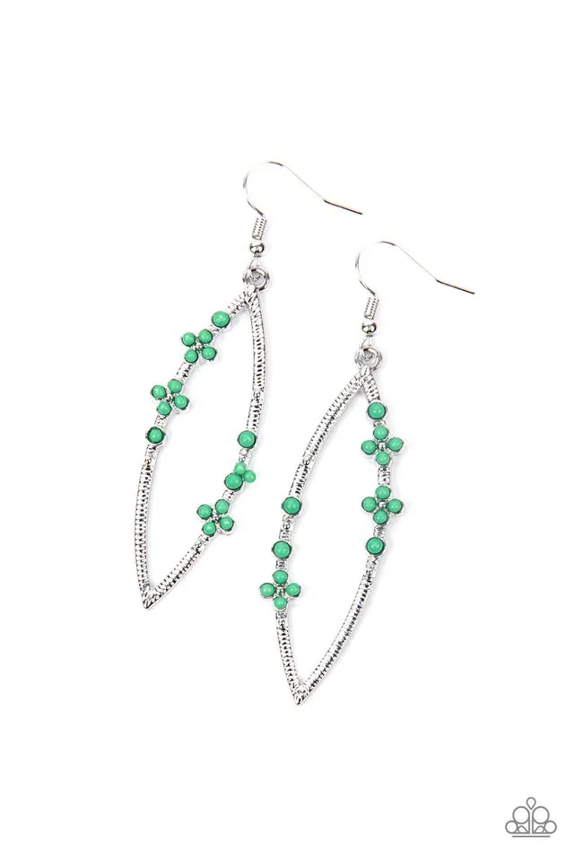 Paparazzi Earring ~ Flowery Finesse - Green