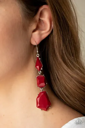 Paparazzi Earring ~ Geo Getaway - Red