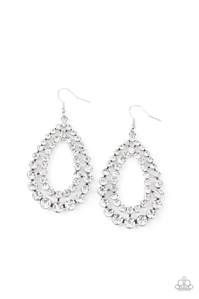 Paparazzi Earring ~ Glacial Glaze - White