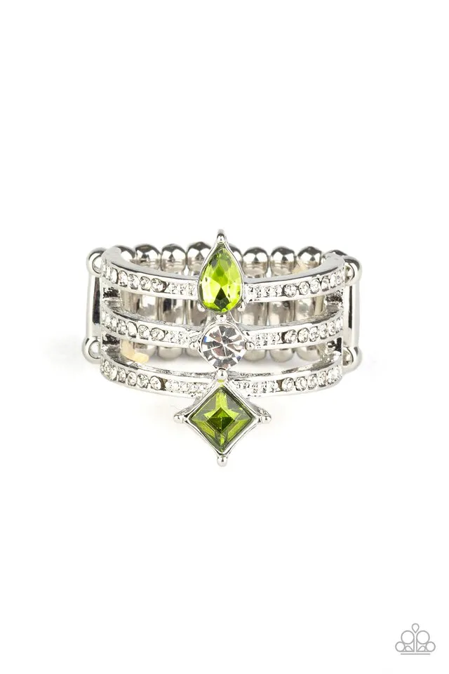 Paparazzi Ring ~ Triple Throne Twinkle - Green