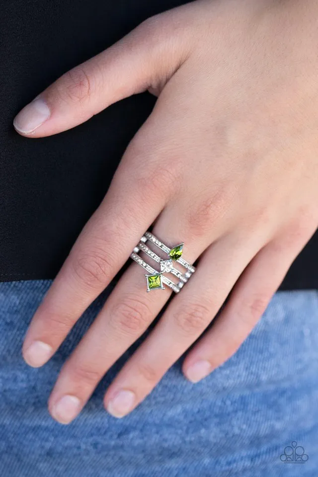 Paparazzi Ring ~ Triple Throne Twinkle - Green