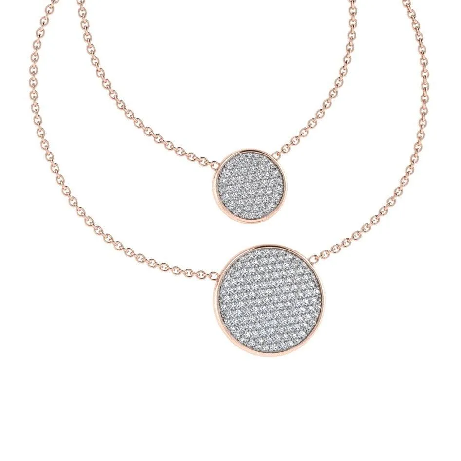 Pave Diamond Circle Pendants 18K Gold