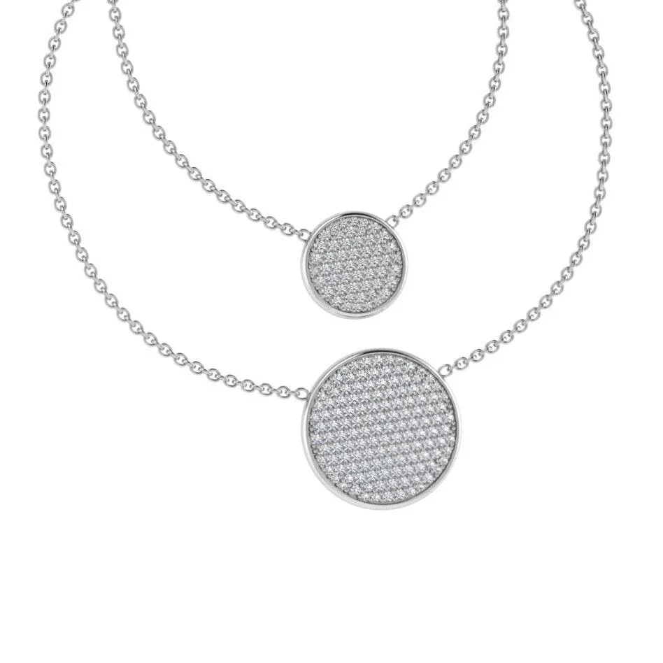 Pave Diamond Circle Pendants 18K Gold