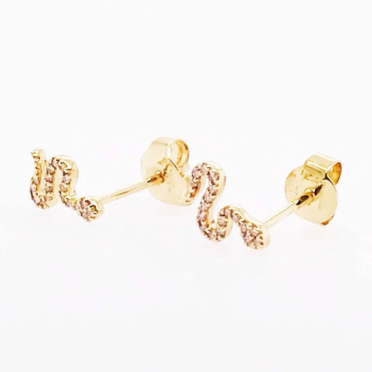 Pave Diamond Snake Earrings