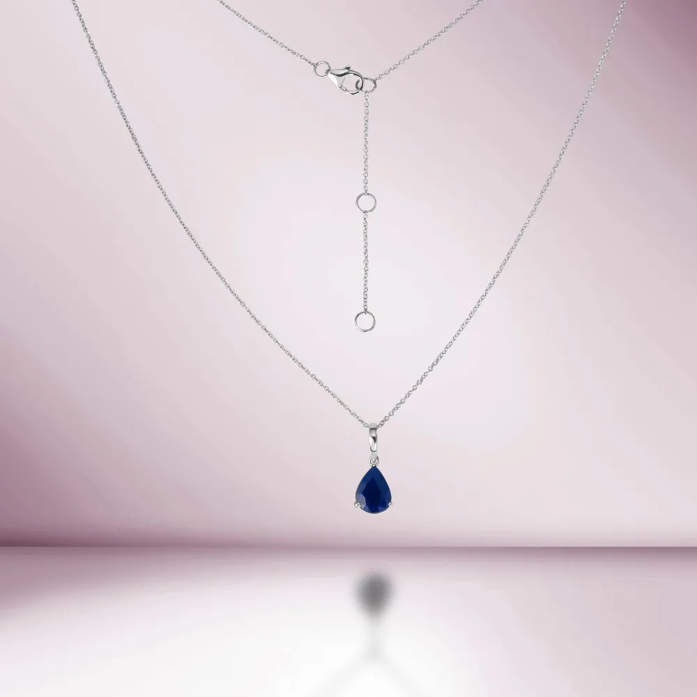 Pear Shape Blue Sapphire Necklace (2.50 ct.) in 14K Gold