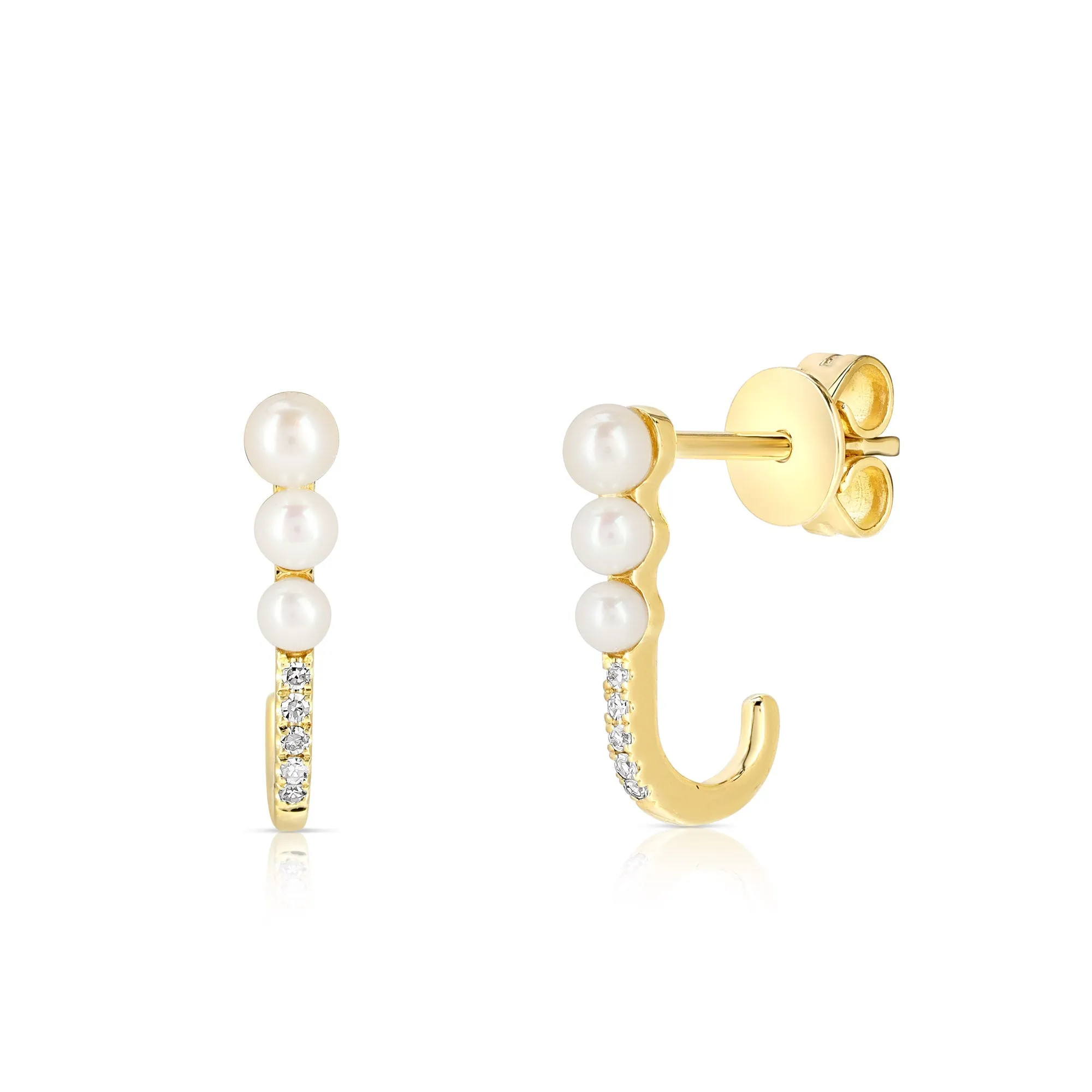 Pearl And Diamond Ear Hook Studs