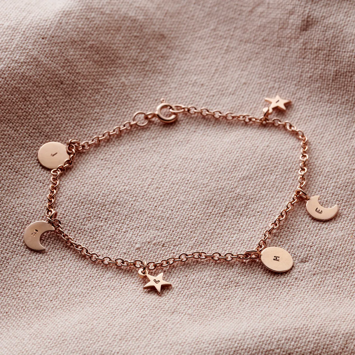 Personalised Sun, Moon & Star Station Bracelet