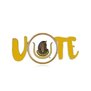 PHA DOI Lapel Pin - VOTE Gold & White