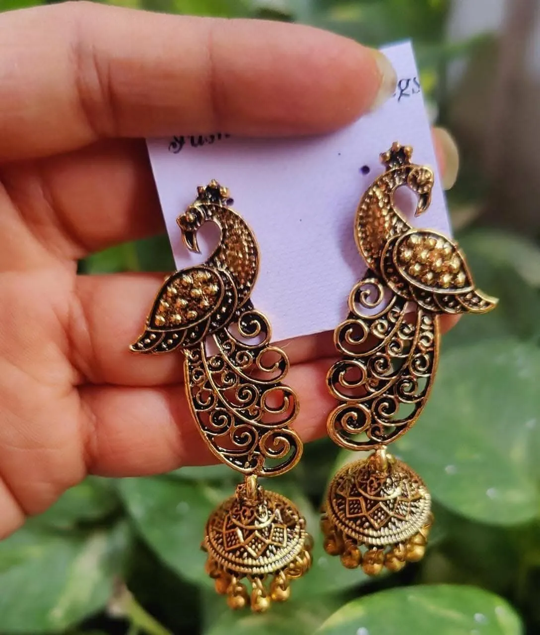 Pinapes Handcrafted Pecock Jhumka Earrings for a Stunning Look (Set Of 2)