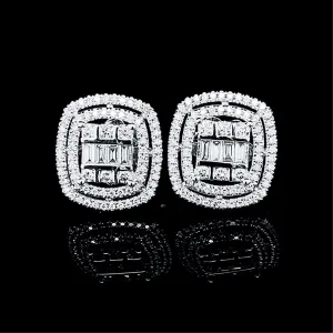 PREORDER | Double Halo Cushion Stud Diamond Earrings 14kt