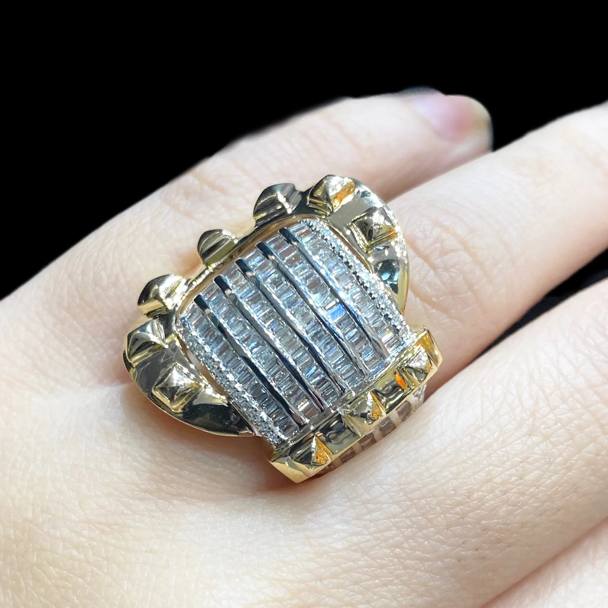 PREORDER | Golden Chunky Belt Deco Diamond Ring 14kt