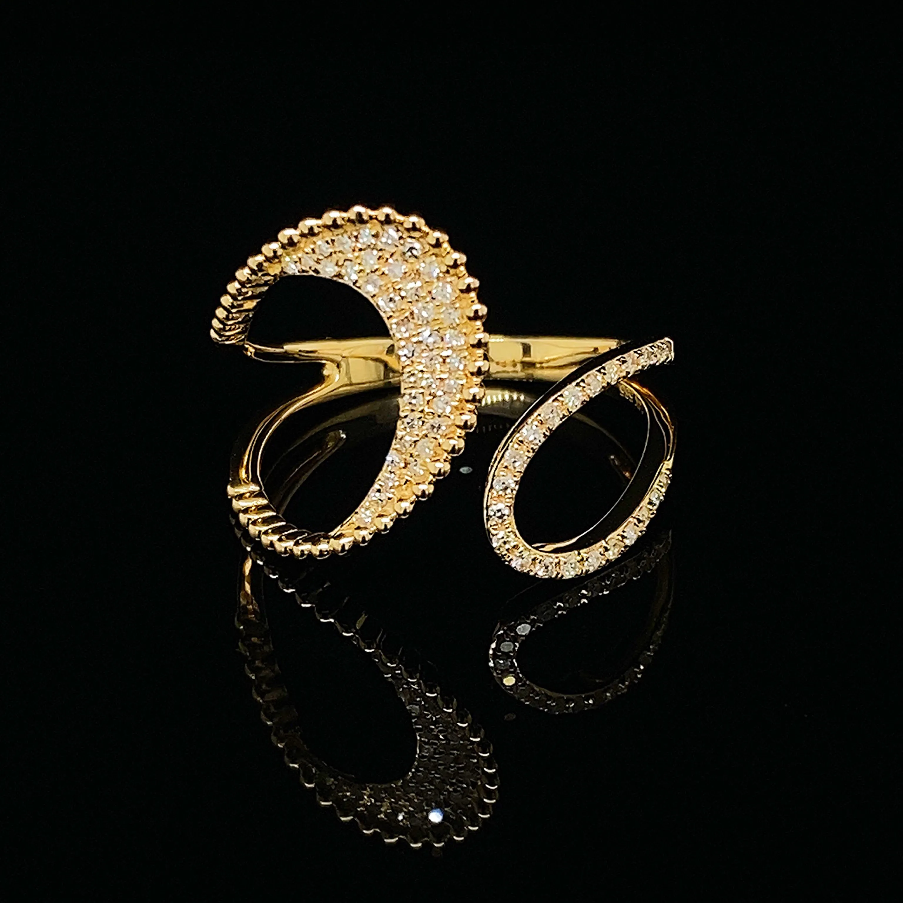 PREORDER | Golden Cocktail Deco Diamond Ring 14kt