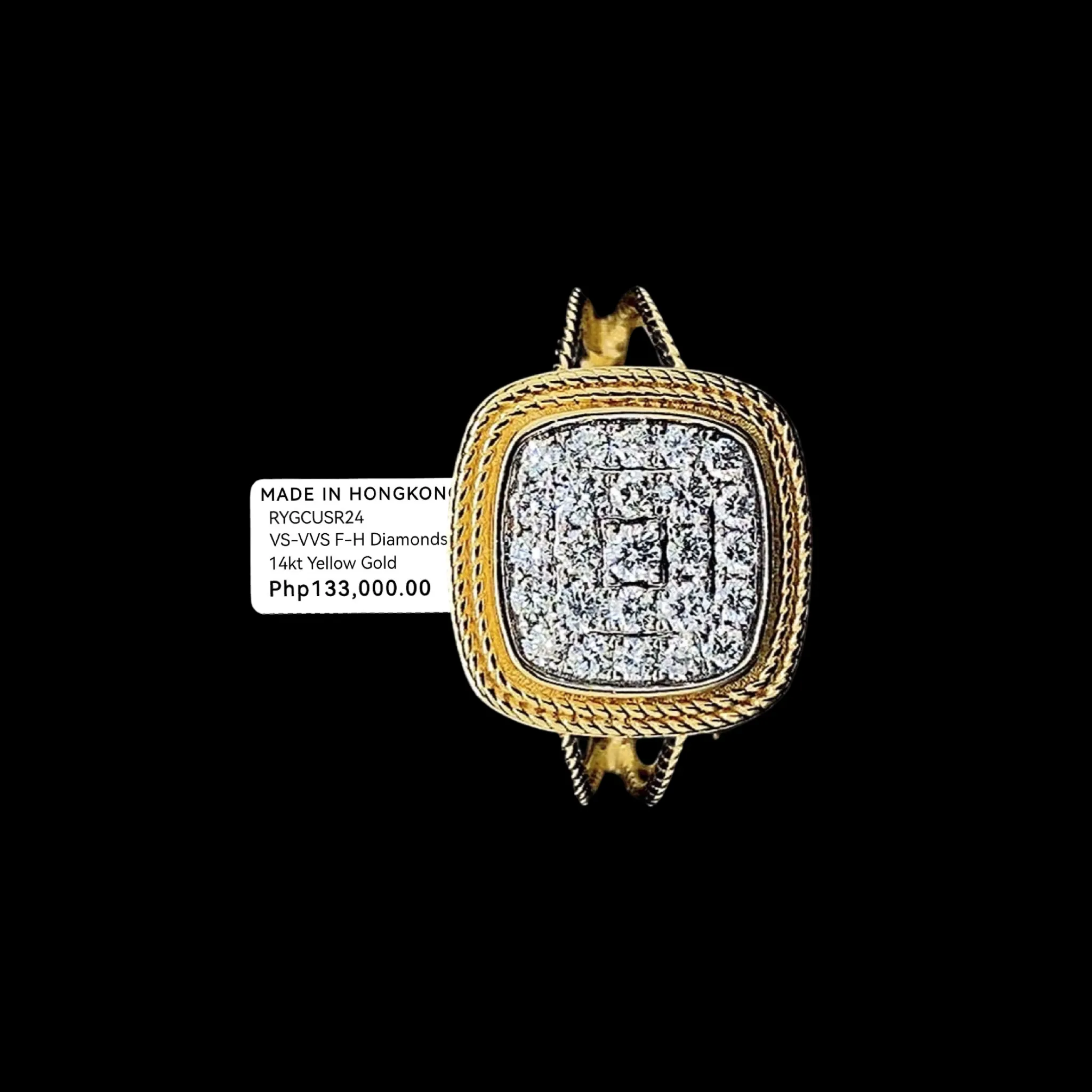 PREORDER | Golden Cushion Diamond Ring 14kt