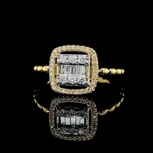 PREORDER | Golden Cushion Halo Diamond Ring 14kt Yellow Gold