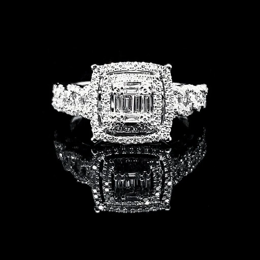 PREORDER | Large Chain Square Diamond Ring 14kt