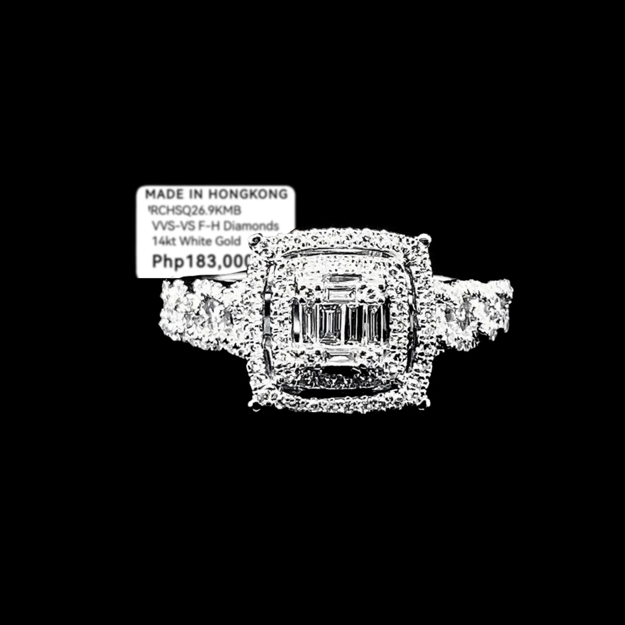 PREORDER | Large Chain Square Diamond Ring 14kt