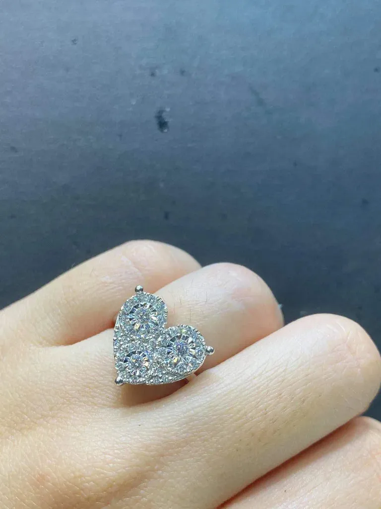 PREORDER | Large Heart Paved Diamond Ring 14kt