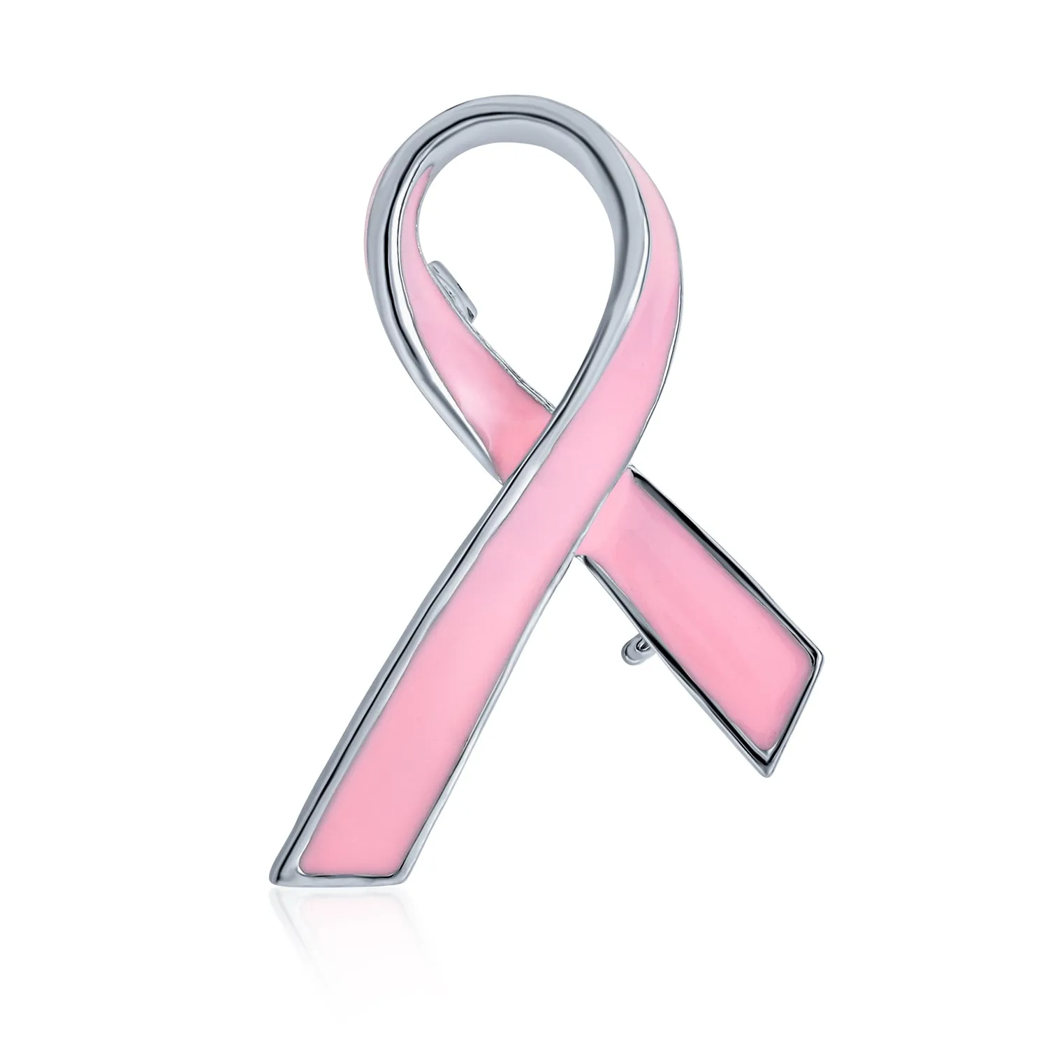 Prevention Pink Ribbon Breast Cancer Survivor Brooche Pin Enamel Silver Plated