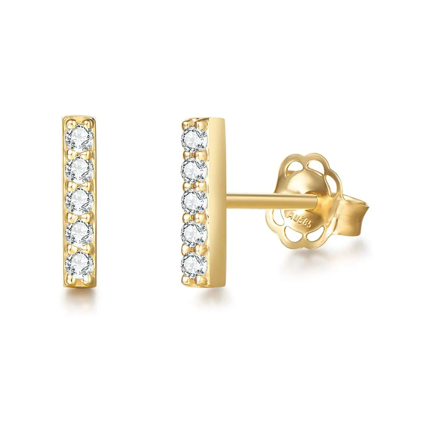 "Golden Lining" Bar 14K Yellow Gold Studs