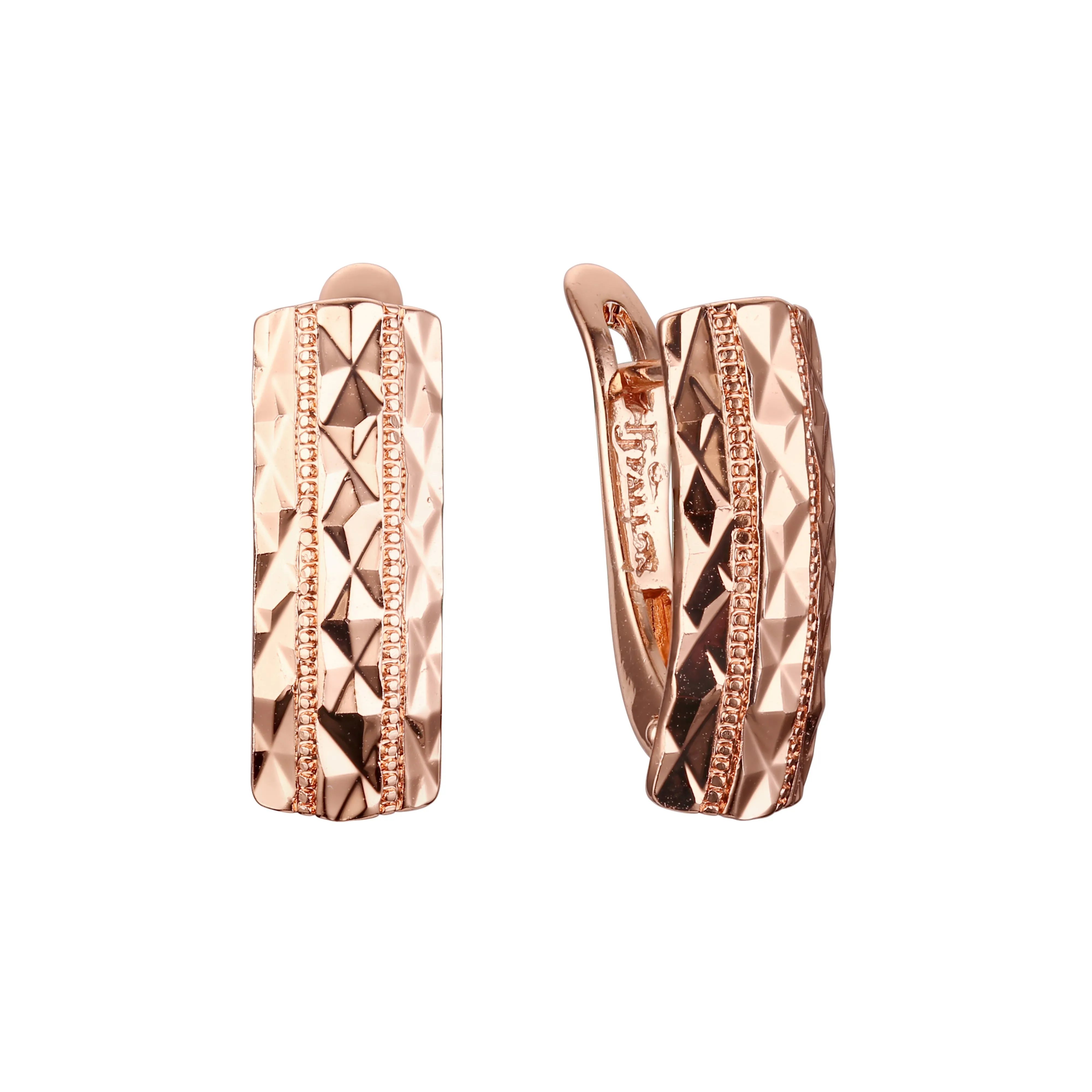 .Rhombus textured stunning Rose Gold earrings