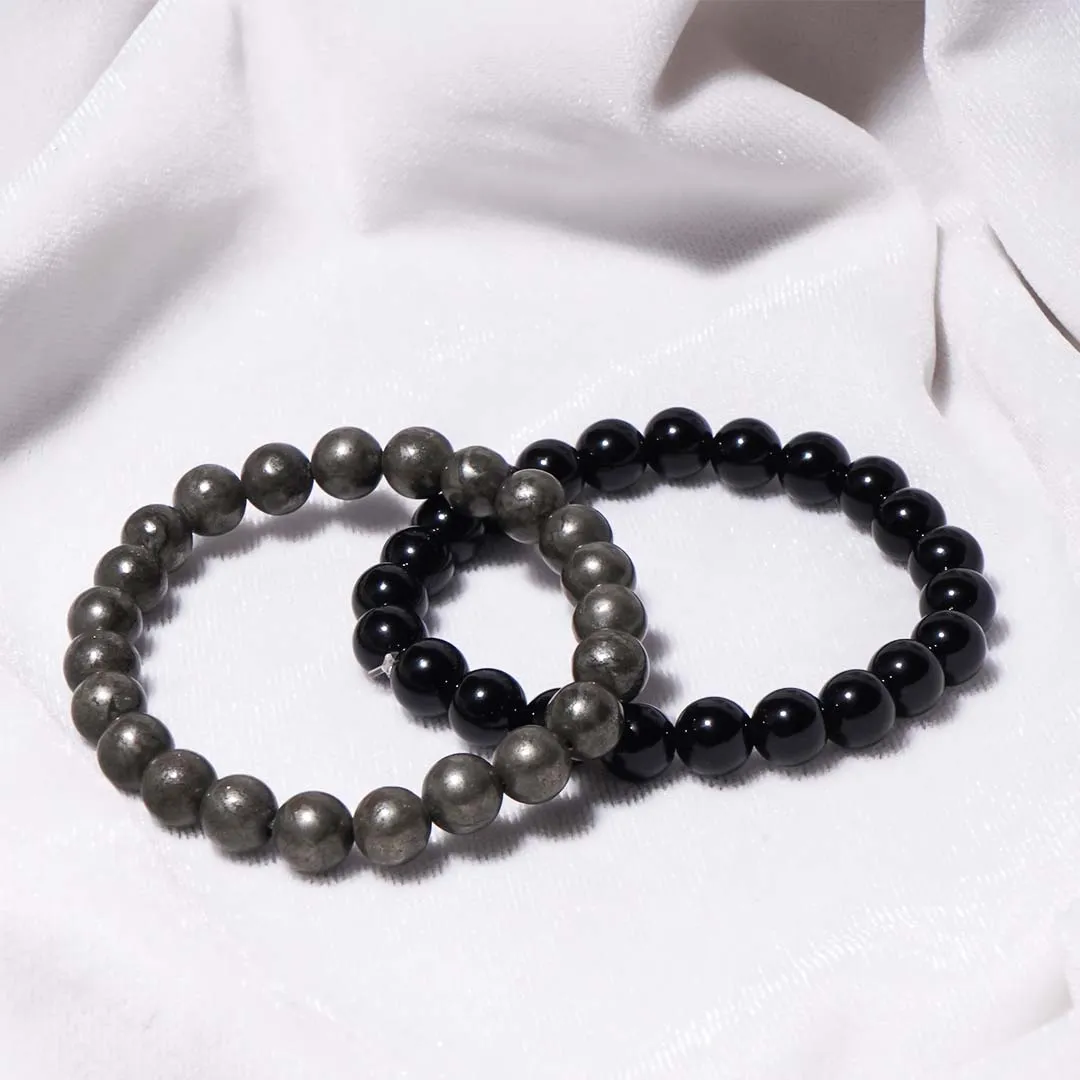 Riche Rich Combo (Pyrite bracelet   Black Obsidian Bracelet)