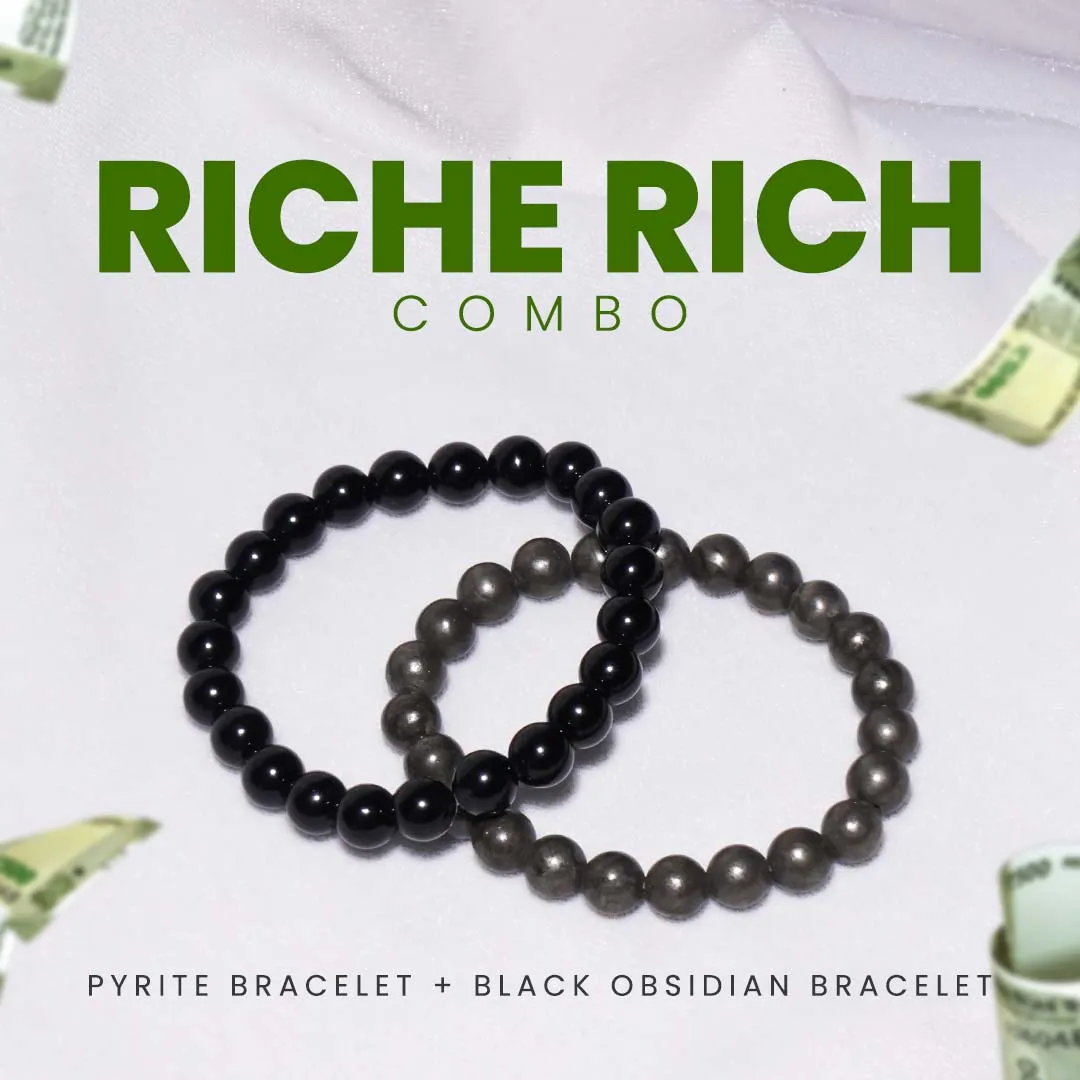 Riche Rich Combo (Pyrite bracelet   Black Obsidian Bracelet)