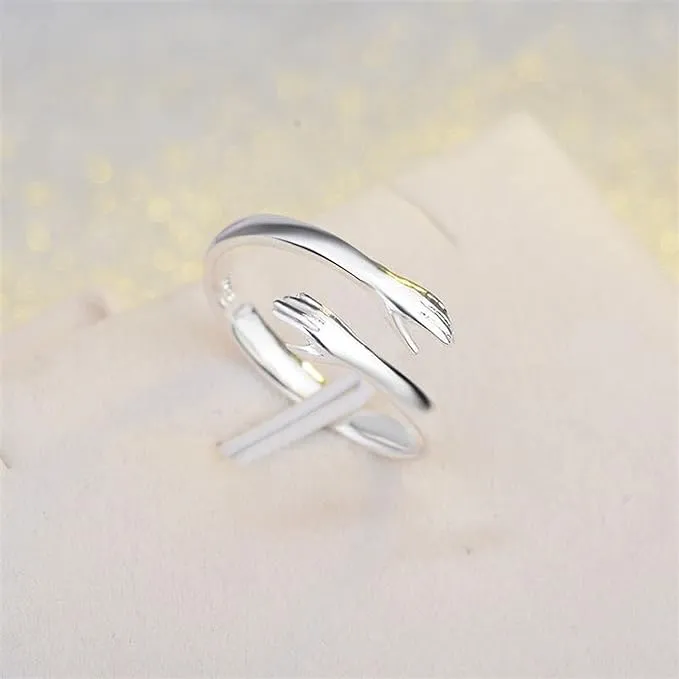 Romantic Love Hug Hand Rings Creative Love Forever Open Finger Rings Adjustable Exquisite Jewelry Ring