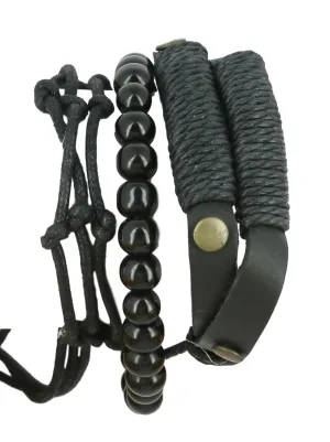 ShalinIndia Black Leather Bracelet - Handmade - Layered Wrap Bracelet with Beads - Perfect as an Anniversary Gift mens_jewelry_4352