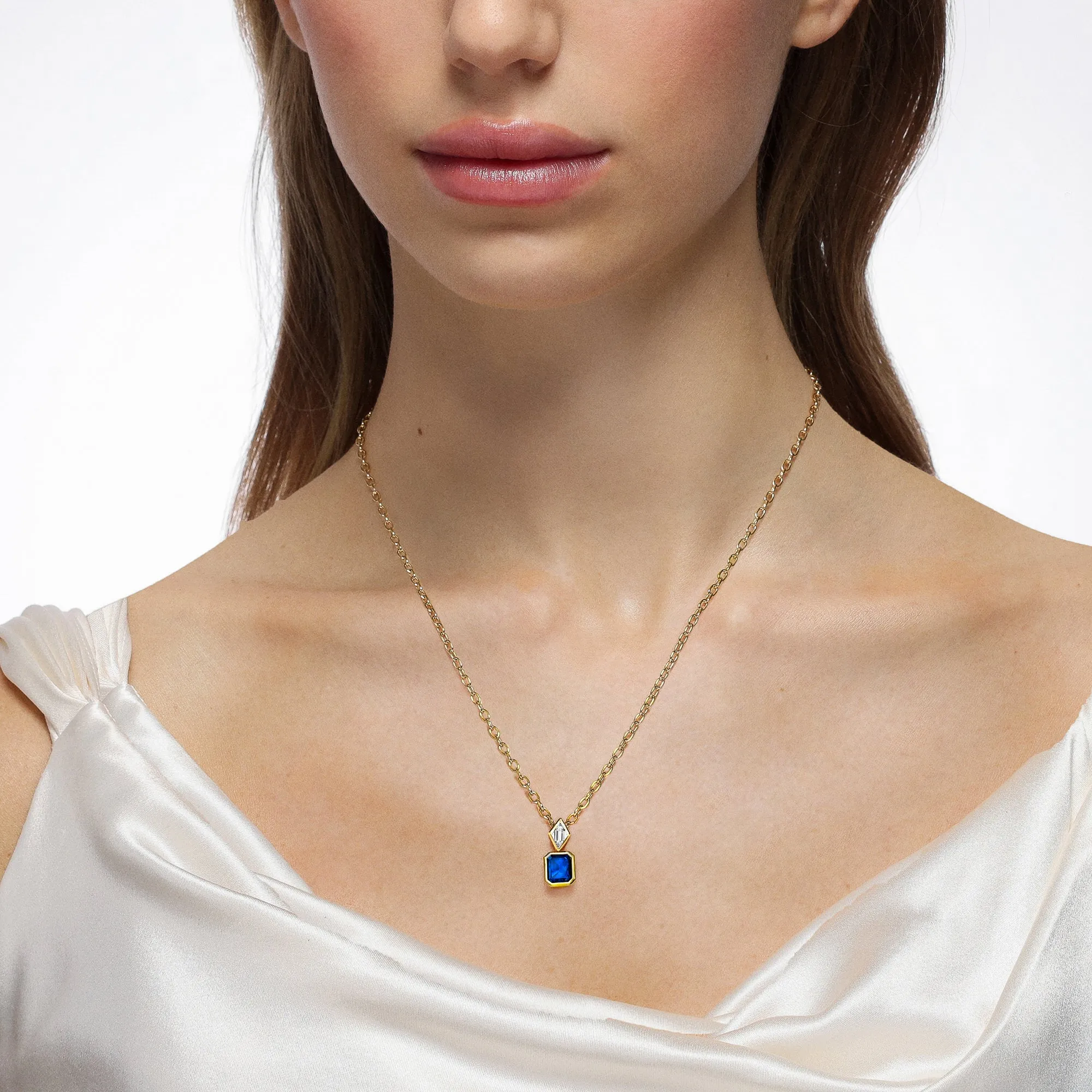 Silky Sapphire and Diamond Pendant