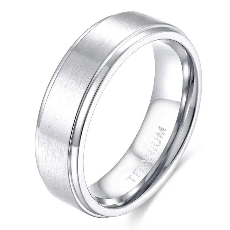 Silver Brushed Men's Titanium Wedding Band