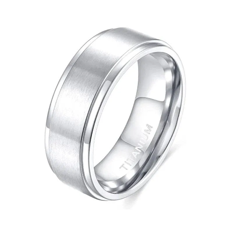 Silver Brushed Men's Titanium Wedding Band