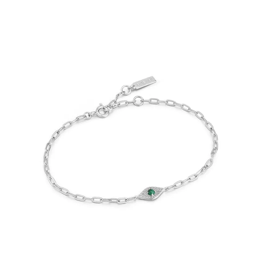 Silver Malachite Evil Eye Bracelet