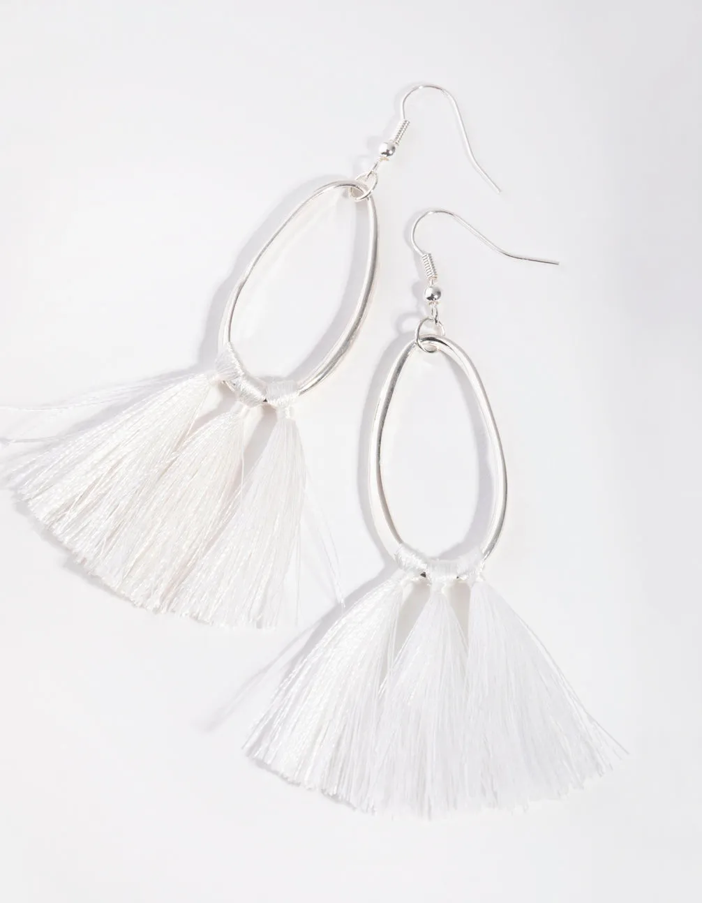 Silver Tassel Teardrop Earrings