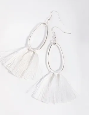 Silver Tassel Teardrop Earrings