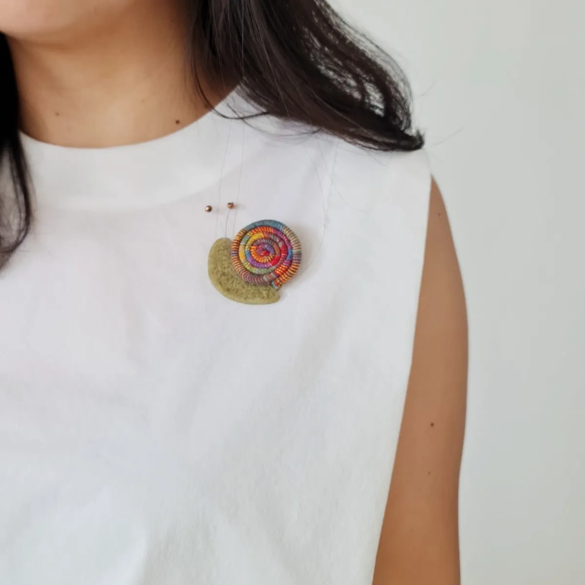 Snail Ikat Brooch