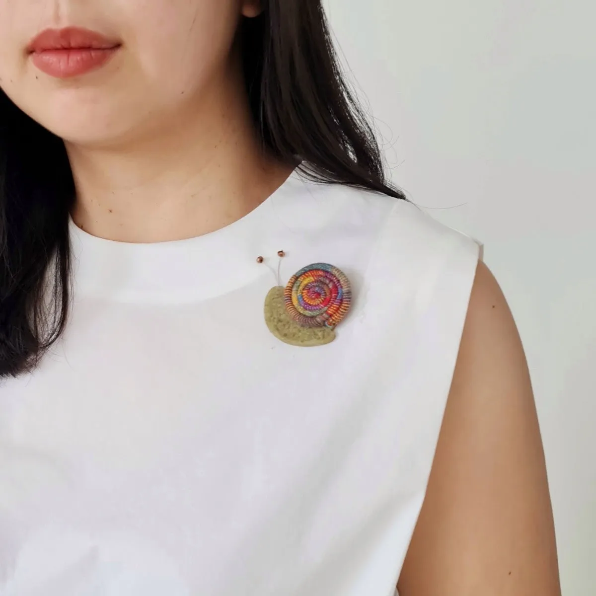 Snail Ikat Brooch