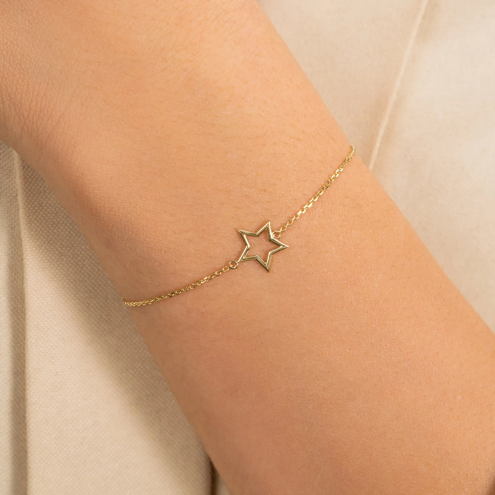 Solid Gold Star Cutout Bracelet, Skylar