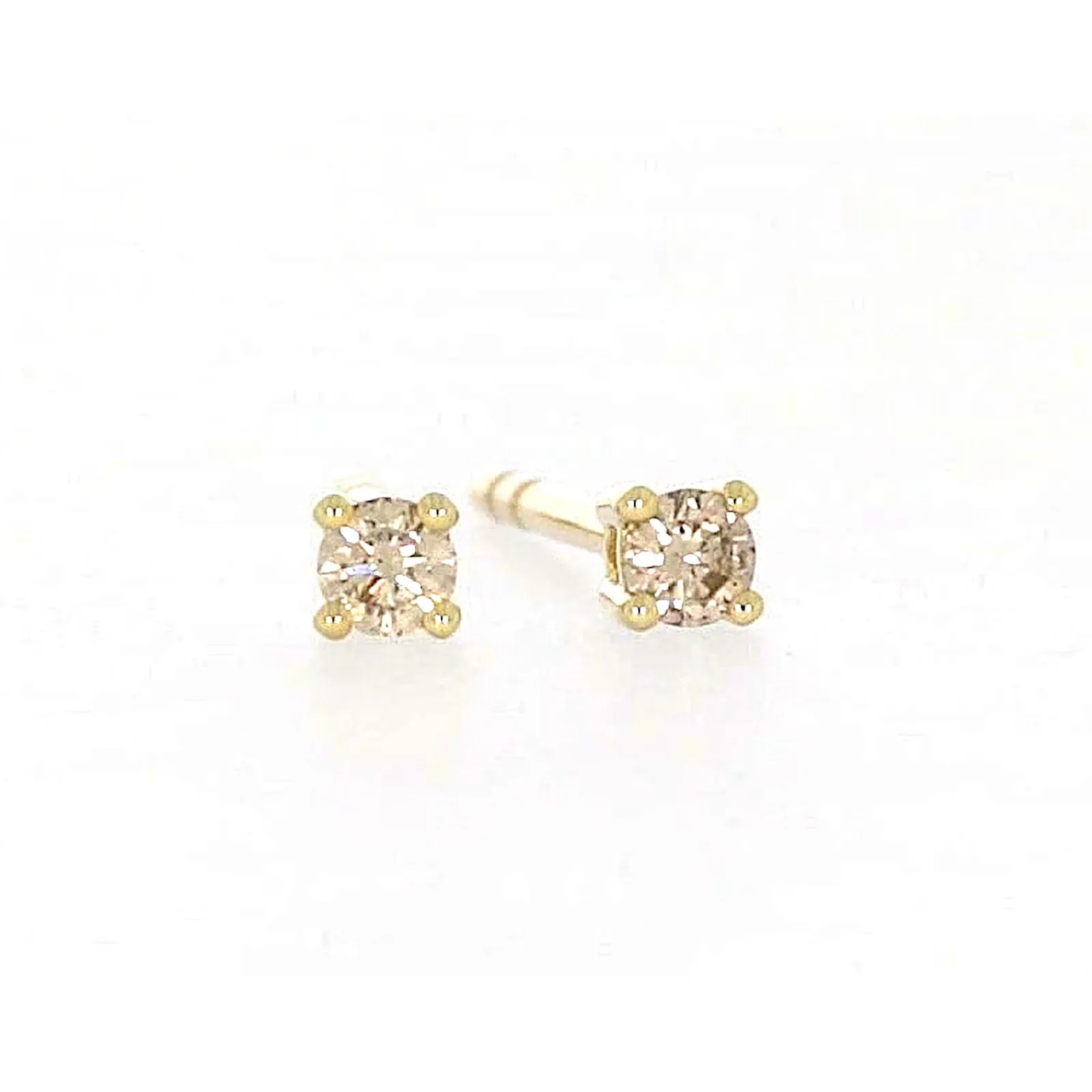 Solitaire 9ct Yellow Gold Round Brilliant Cut 0.06 CARAT tw of Diamonds Stud Earrings