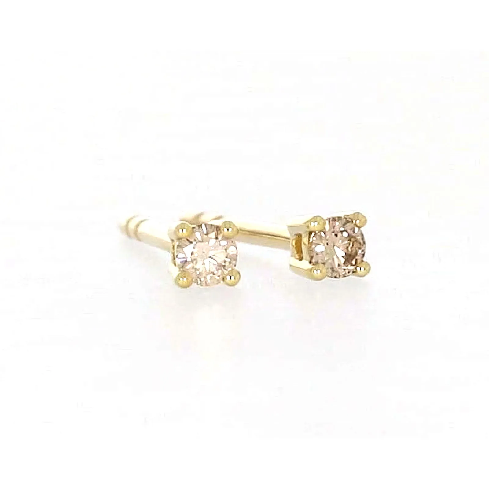 Solitaire 9ct Yellow Gold Round Brilliant Cut 0.06 CARAT tw of Diamonds Stud Earrings