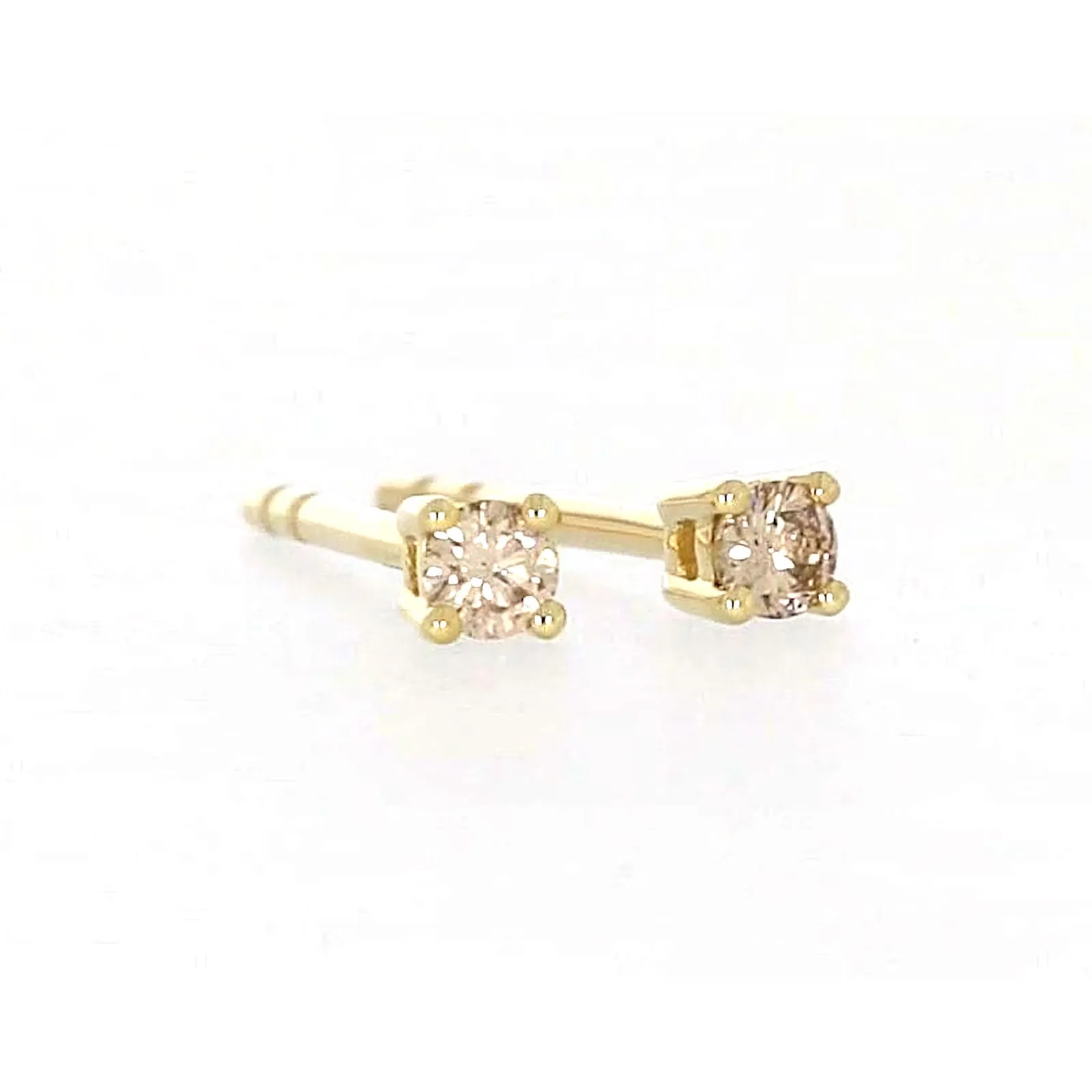 Solitaire 9ct Yellow Gold Round Brilliant Cut 0.06 CARAT tw of Diamonds Stud Earrings