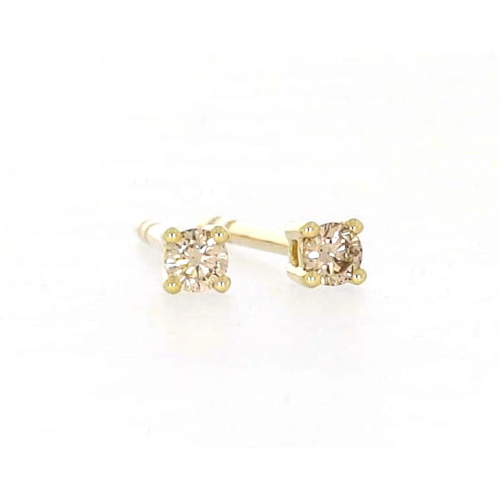 Solitaire 9ct Yellow Gold Round Brilliant Cut 0.06 CARAT tw of Diamonds Stud Earrings