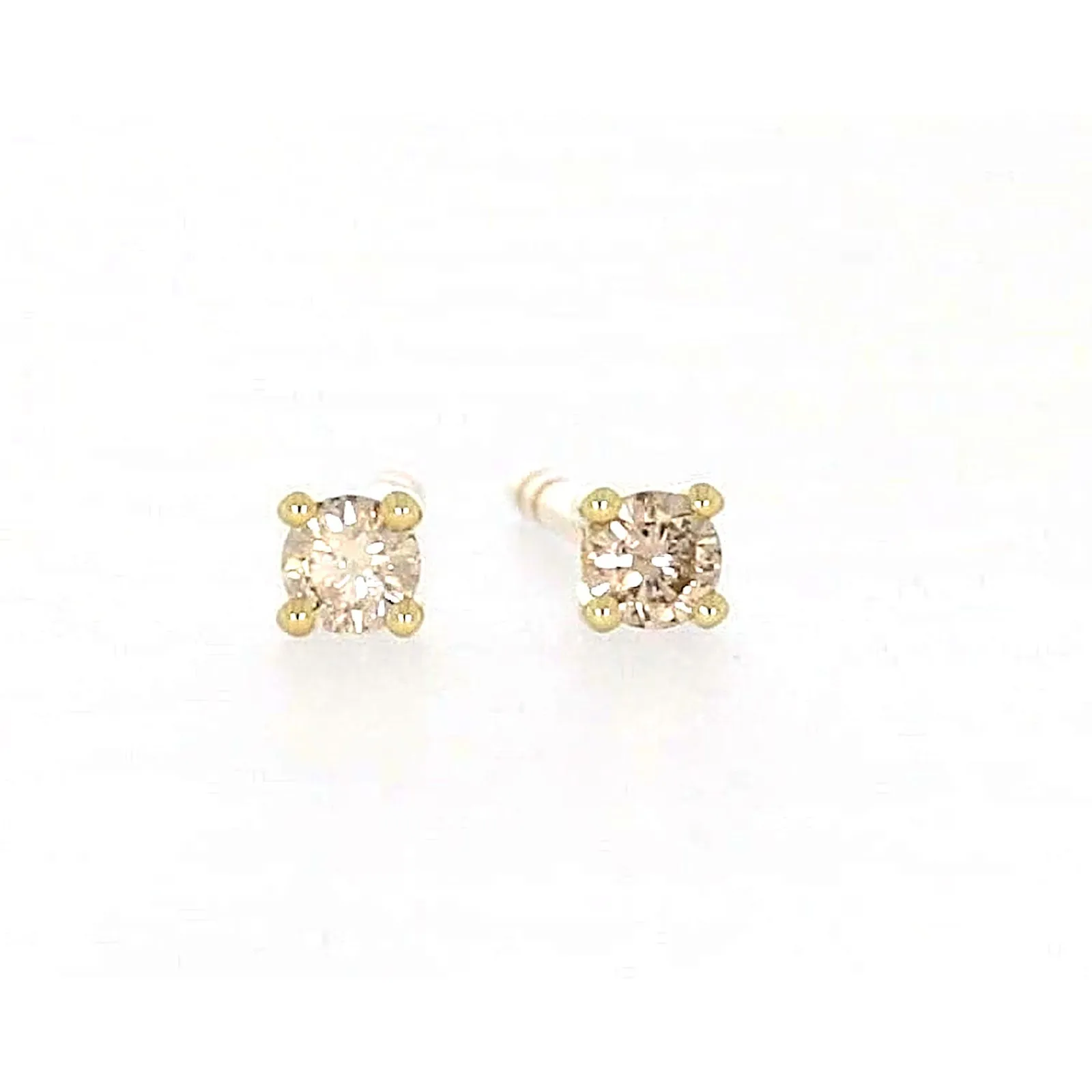 Solitaire 9ct Yellow Gold Round Brilliant Cut 0.06 CARAT tw of Diamonds Stud Earrings