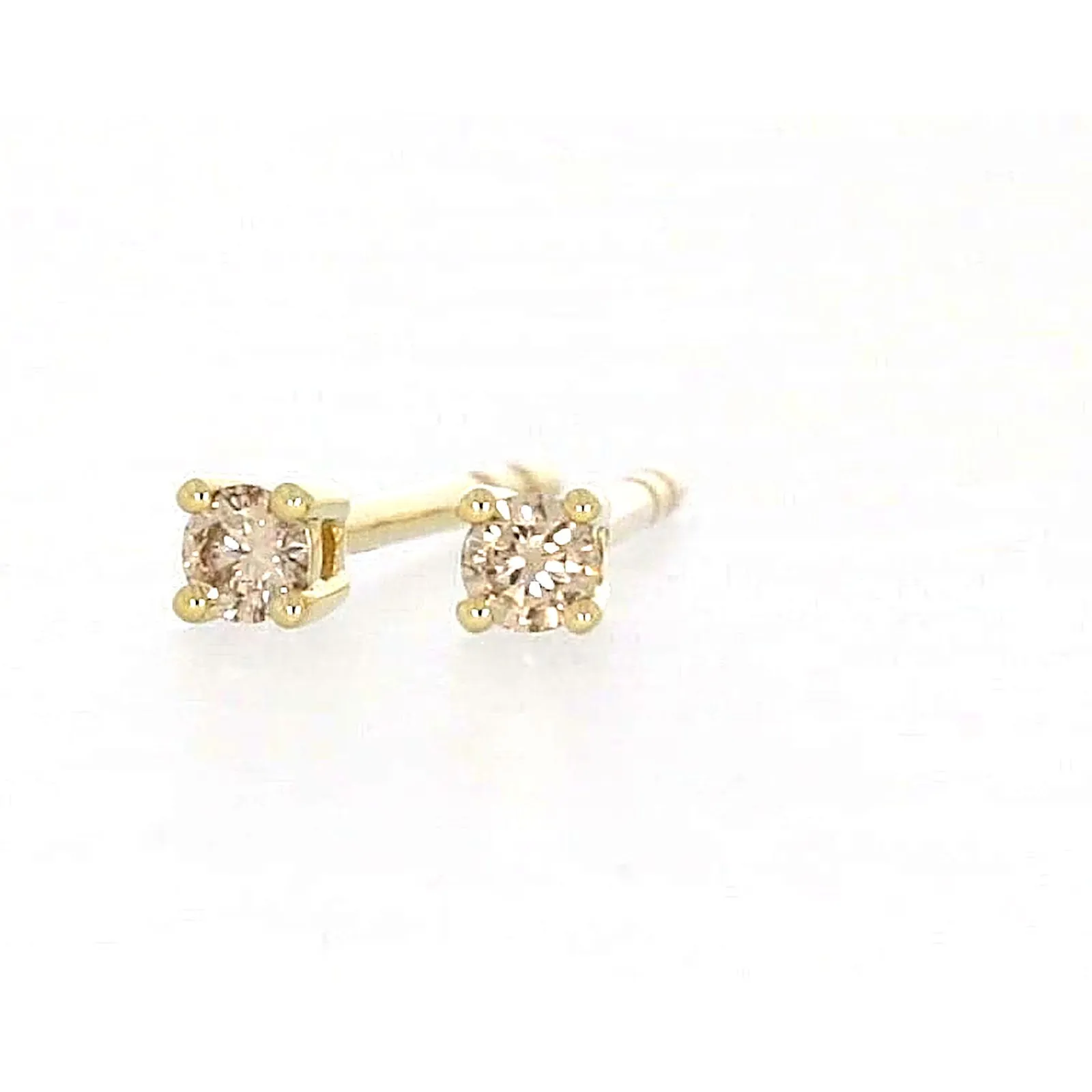 Solitaire 9ct Yellow Gold Round Brilliant Cut 0.06 CARAT tw of Diamonds Stud Earrings