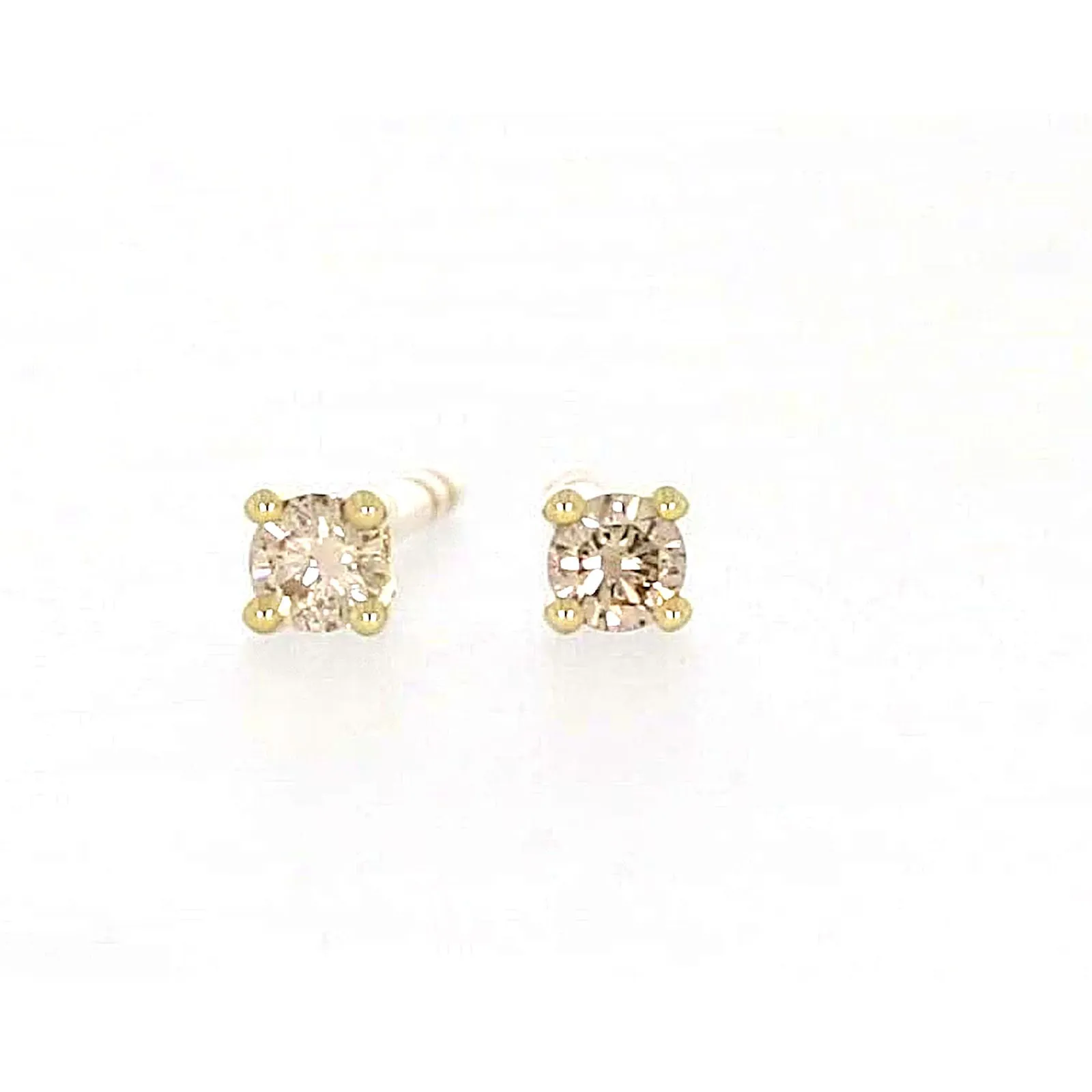 Solitaire 9ct Yellow Gold Round Brilliant Cut 0.06 CARAT tw of Diamonds Stud Earrings